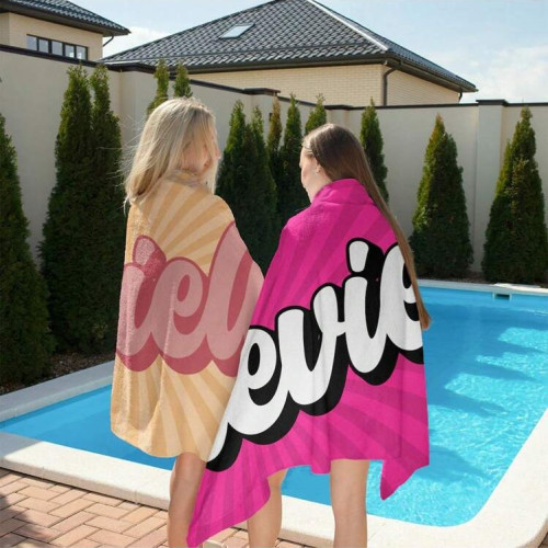 Vintage Style Personalized Beach Towels, Named Bath Towels,