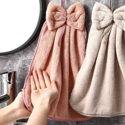 加厚蝴蝶結擦手巾掛式吸水毛巾不掉毛廚房擦手帕抹布家用衛生間