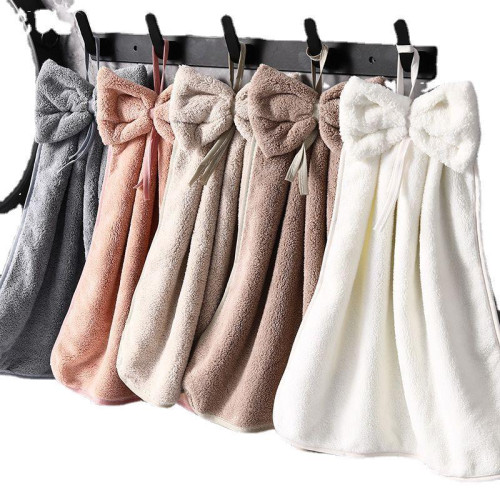 加厚蝴蝶結擦手巾掛式吸水毛巾不掉毛廚房擦手帕抹布家用衛生間