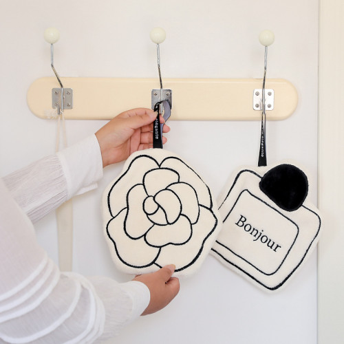 中號白色擦手巾 現代簡約聚酯纖維吸水易清洗可掛式廚房擦手巾