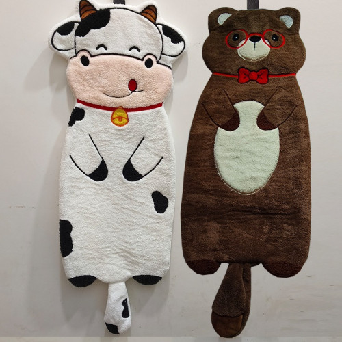 新款動物擦手巾掛式可愛加厚加大家用廚房浴室吸水毛巾不掉毛