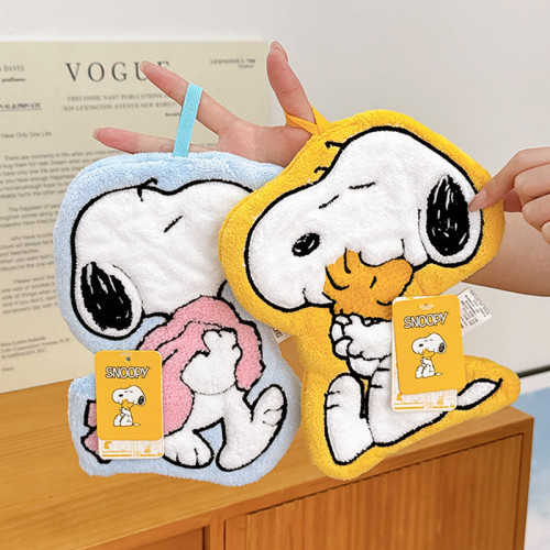 可愛史努比廚房衛生間兒童高顔值乾手帕抹布吸水加厚掛式擦手毛巾