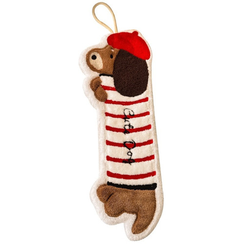 衛生間廚房加厚手帕超強吸水不髮臭抹布可愛臘腸狗掛式擦手巾毛巾