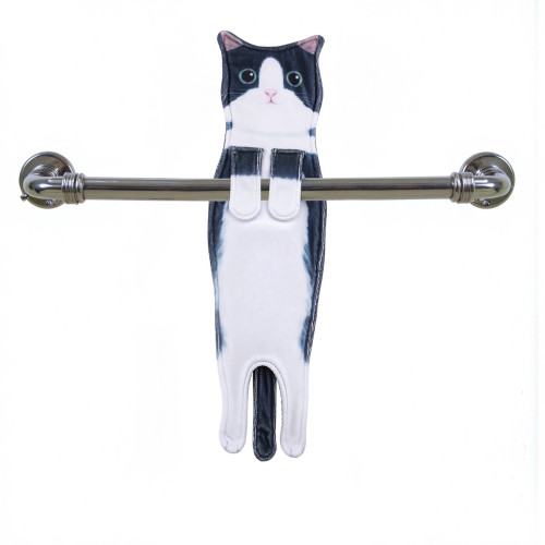 貓咪擦手巾創意逼真貓咪可懸掛擦手巾可愛卡通仿真貓貓毛巾吸水