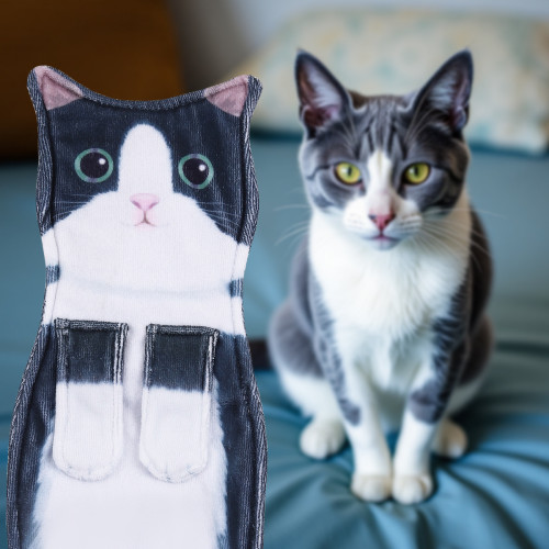 貓咪擦手巾創意逼真貓咪可懸掛擦手巾可愛卡通仿真貓貓毛巾吸水