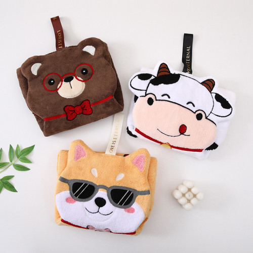 新款動物擦手巾掛式可愛加厚加大家用廚房小毛巾浴室吸水抹布