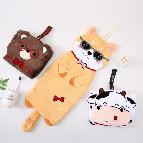 新款動物擦手巾掛式可愛加厚加大家用廚房小毛巾浴室吸水抹布