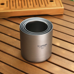鈦工匠純鈦杯子泡茶杯喝水杯雙層隔熱防燙隨手杯家用戶外手柄成人