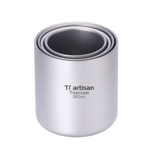 鈦工匠戶外純鈦雙層鈦水杯露營防銹泡茶杯純鈦馬克杯野營可攜式鈦杯