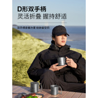 牧高笛享宴鈦杯純鈦水杯杯子咖啡杯可燒水戶外折疊鈦茶杯帶蓋