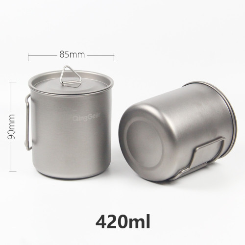 戶外鈦杯純鈦水杯露營可攜式茶杯咖啡杯子鈦合金折疊馬克杯420ml