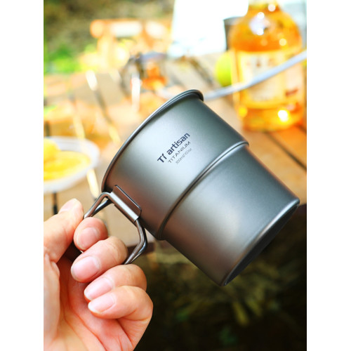 鈦工匠戶外純鈦鈦杯折疊水杯露營可攜式茶杯咖啡杯鈦合金馬克杯子