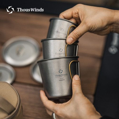 Thous Winds千風戶外單層折疊鈦杯露營可攜式鈦水杯喝茶煮咖啡加熱