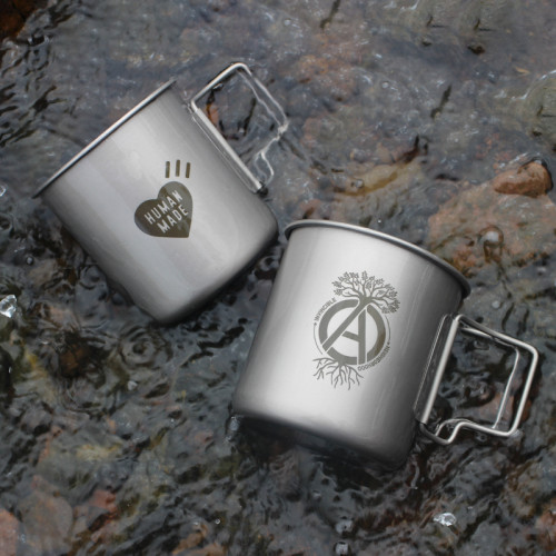 HUMAN日系風格 愛心戶外鈦杯 折疊輕盈露營杯 咖啡飲料啤酒杯