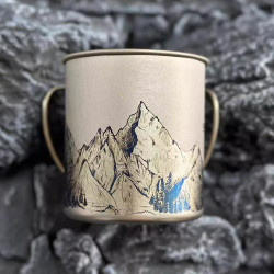 Snowpeak雪峰純鈦杯雕刻雪山450ml單層折疊馬克杯300ml咖啡杯野營