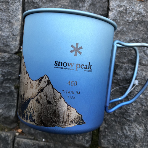 Snowpeak雪峰純鈦杯雕刻雪山450ml單層折疊馬克杯300ml咖啡杯野營
