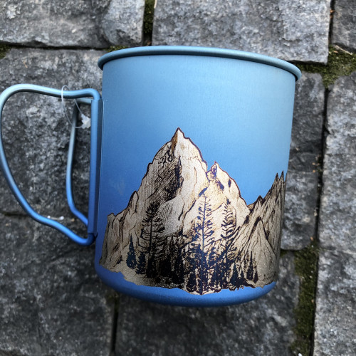 Snowpeak雪峰純鈦杯雕刻雪山450ml單層折疊馬克杯300ml咖啡杯野營