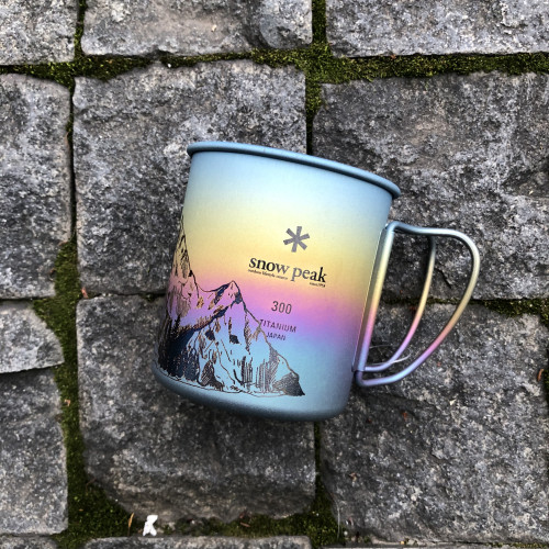 Snowpeak雪峰純鈦杯雕刻雪山450ml單層折疊馬克杯300ml咖啡杯野營