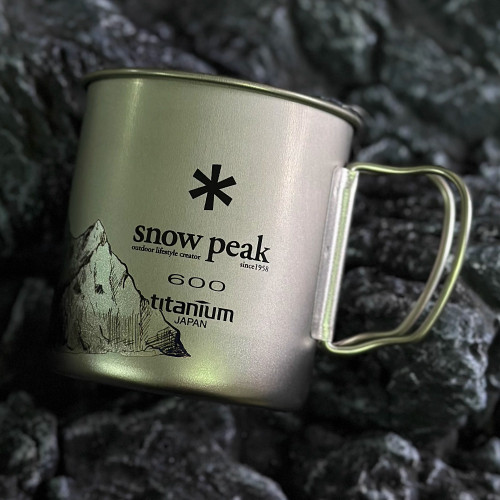 Snowpeak雪峰純鈦杯雕刻雪山450ml單層折疊馬克杯300ml咖啡杯野營