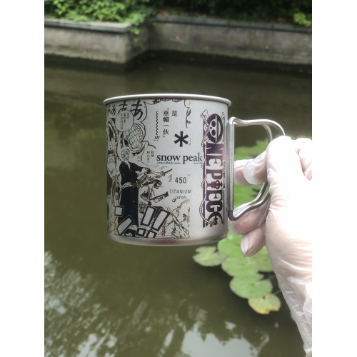 Snowpeak雪峰450ml鈦杯手工海賊王雕刻輕便折疊戶外馬克杯咖啡杯