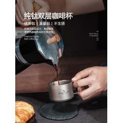 必唯純鈦咖啡杯雙層隔熱固定手柄100ml鈦杯子露營鈦水杯隨行杯輕