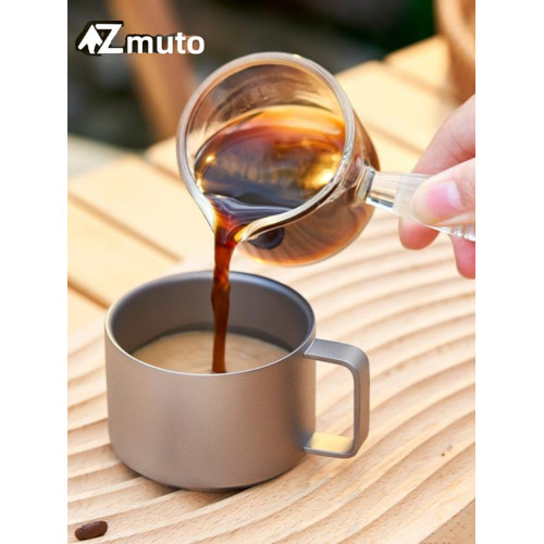 純鈦100ML雙層咖啡杯小茶杯戶外鈦杯手柄水杯防燙帶把品茗杯