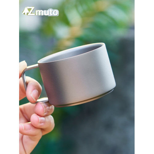 純鈦100ML雙層咖啡杯小茶杯戶外鈦杯手柄水杯防燙帶把品茗杯
