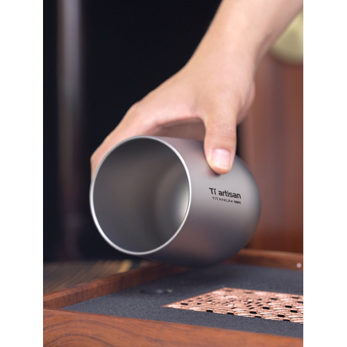 鈦工匠純鈦水杯戶外露營雙層防燙咖啡杯鈦合金功夫茶杯主人杯鈦杯