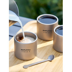 純鈦杯子戶外可攜式茶杯主人杯酒杯露營鈦水杯隔熱雙層防燙咖啡杯