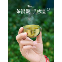 戶外純鈦小茶杯雙層隔熱防燙露營旅行茶具主人杯鈦杯泡茶鈦小茶杯