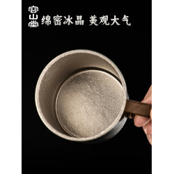 容山堂戶外胡桃木把純鈦馬克杯戶外露營鈦杯子可攜式茶杯茶缸水杯
