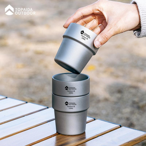 戶外露營純鈦水杯雙層隔熱防燙家用鈦茶杯主人杯咖啡杯辦公鈦杯子