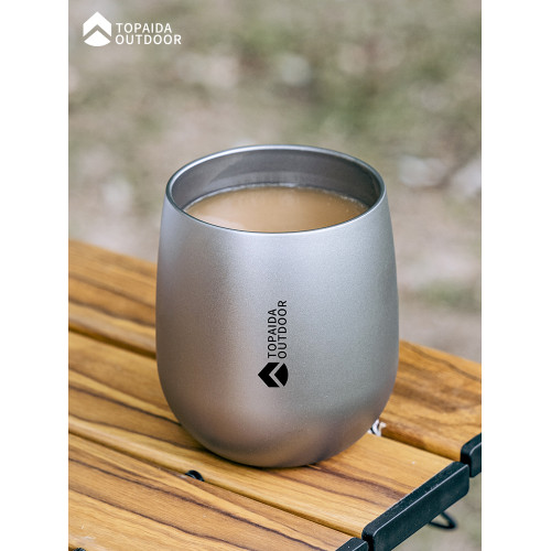 純鈦鵝蛋杯水杯戶外露營咖啡杯雙層防燙鈦合金鈦杯功夫茶杯主人杯