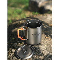 鈦工匠戶外鈦杯純鈦露營塑膠柄水杯可攜式防燙咖啡杯子鈦合金馬克杯
