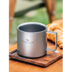必唯純鈦咖啡杯戶外露營兒童水杯雙層隔熱防燙鈦杯子可攜式隨行茶杯