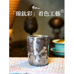 【鳳羽】純鈦水杯雙層真空保溫杯300ml鳳凰彩繪杯高顔值可攜式鈦杯