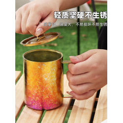 MUTTI純鈦馬克杯雙層防燙戶外鈦杯子辦公室水杯可攜式帶蓋咖啡杯