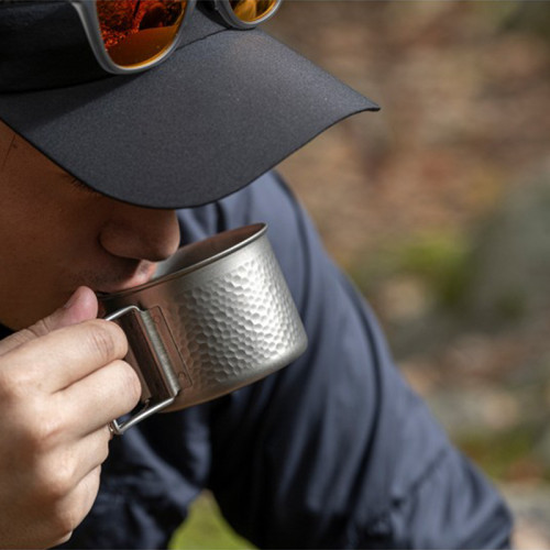 日本EVERNEW愛玩牛鈦杯鎚紋山地咖啡杯戶外露營登山水杯輕量可攜式