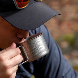 日本EVERNEW愛玩牛鈦杯鎚紋山地咖啡杯戶外露營登山水杯輕量可攜式