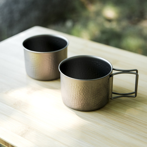 日本EVERNEW愛玩牛鈦杯鎚紋山地咖啡杯戶外露營登山水杯輕量可攜式