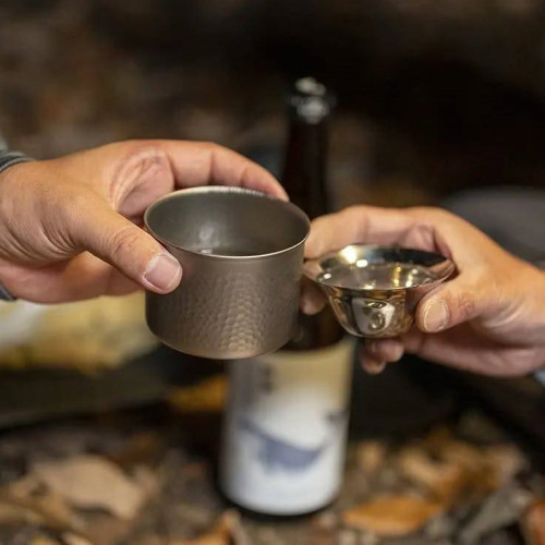 日本EVERNEW愛玩牛鈦杯鎚紋山地咖啡杯戶外露營登山水杯輕量可攜式