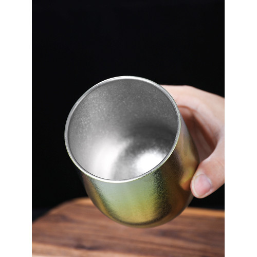 鈦工匠純鈦雙層鈦水杯戶外露營啤鈦杯子家用純鈦隨手杯咖啡杯鈦杯
