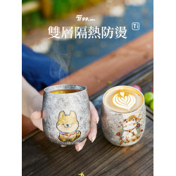 【招財&旺財】純鈦蛋杯主人杯雙層鈦杯茶水飲料杯露營旅行隨手杯