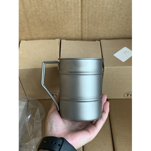 越界純鈦復古油桶杯子馬克杯啤酒杯水杯戶外可攜式輕戶外野營鈦杯