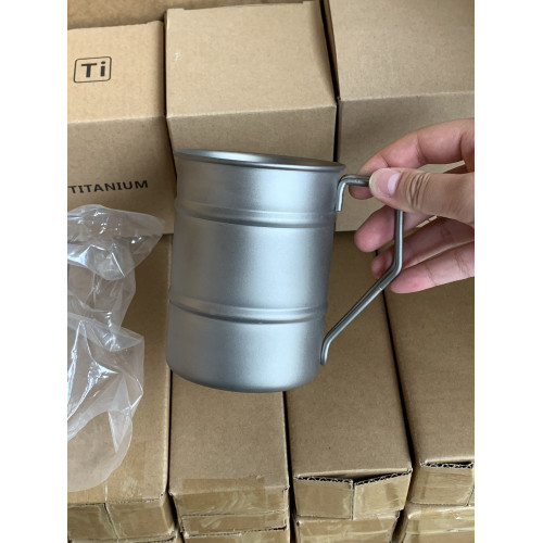 越界純鈦復古油桶杯子馬克杯啤酒杯水杯戶外可攜式輕戶外野營鈦杯