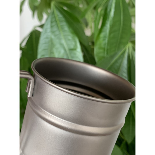 越界純鈦復古油桶杯子馬克杯啤酒杯水杯戶外可攜式輕戶外野營鈦杯