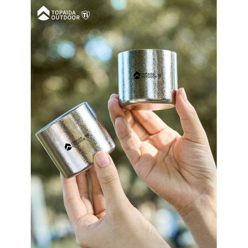 純鈦杯子雙層防燙咖啡杯戶外可攜式茶杯主人杯酒杯露營旅遊直飲水杯