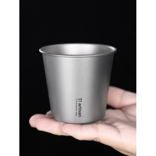 鈦工匠純鈦可攜式單層啤酒杯戶外可攜式鈦水杯戶外露營大容量鈦杯子