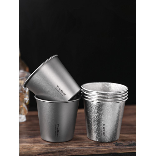 鈦工匠純鈦可攜式單層啤酒杯戶外可攜式鈦水杯戶外露營大容量鈦杯子