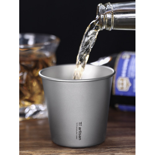 鈦工匠純鈦可攜式單層啤酒杯戶外可攜式鈦水杯戶外露營大容量鈦杯子